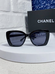 BUTTERFLY SUNGLASSES 641815 IN BLACK ACETATE WHITE METAL LOGO