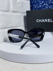 BUTTERFLY SUNGLASSES 641815 IN BLACK ACETATE WHITE METAL LOGO