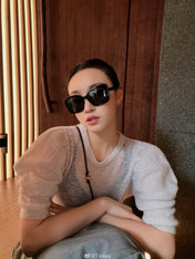 BUTTERFLY SUNGLASSES 641817 IN ACETATE BLACK METAL LOGO