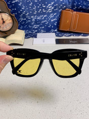 SQUARE SUNGLASS 575840 IN BLACK ACETATE GREEN LENSES