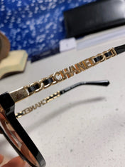 SQUARE SUNGLASSES 632028 IN BLACK ACETATE LIGHT BROWN LENSES