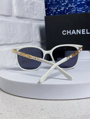 SQUARE SUNGLASSES 632031 IN WHITE ACETATE GOLD METAL