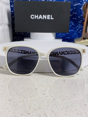 SQUARE SUNGLASSES 632031 IN WHITE ACETATE GOLD METAL