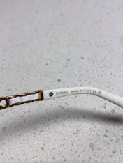 SQUARE SUNGLASSES 632031 IN WHITE ACETATE GOLD METAL