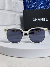 SQUARE SUNGLASSES 632031 IN WHITE ACETATE GOLD METAL
