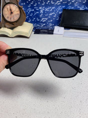 SQUARE SUNGLASSES 632032 IN BLACK ACETATE SILVER METAL