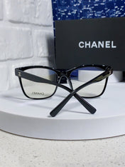 SQUARE SUNGLASSES 3392 IN BLACK ACETATE CLEAR LENSES