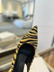 BALMAIN 25S SLINGBACK EVA 95MM IN YELLOW AND BLACK ZEBRA PRINT CALFSKIN
