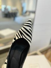 BALMAIN 25S HIGH HEELS 95MM IN WHITE AND BLACK ZEBRA PRINT CALFSKIN