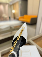 BALMAIN 25S SYNC STILETTOS WITH POINTED TOE 95MM IN WHITE CALFSKIN