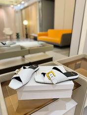 BALMAIN 26S SANDALS IN WHITE CALFSKIN