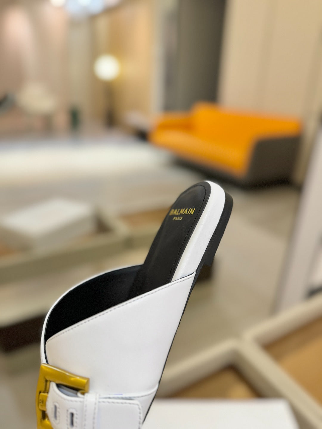 BALMAIN 26S SANDALS IN WHITE CALFSKIN