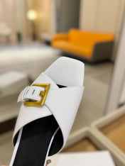 BALMAIN 26S SANDALS IN WHITE CALFSKIN