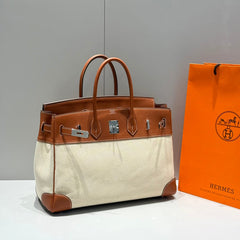 HM BIRKIN 35CM IN VEAU BARENIA SWIFT CALFSKIN ERCU TOILE CANVAS