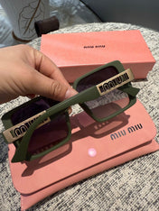 LOGO SQUARE SUNGLASSES 512017 IN GREEN ACETATE