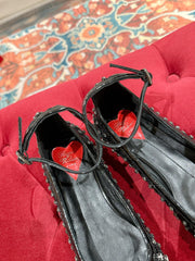 BALLERINAS IN BLACK FABRIC WITH CRYSTAL DETAILING