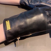 TOUCHSCREEN GLOVES IN BLACK LAMBSKIN WITH GOLD LOGO 462271