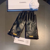 TOUCHSCREEN GLOVES IN BLACK LAMBSKIN WITH GOLD LOGO 462271