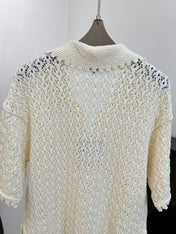 CHANEL 26S CROCHET KNIT POLO TOP 1431