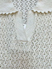 CHANEL 26S CROCHET KNIT POLO TOP 1431