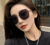 RECTANGULAR FRAME SUNGLASSES G0638 IN METAL AND ACETATE