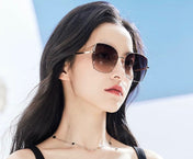OVERSIZED RECTANGULAR FRAME SUNGLASSES G1641 IN METAL
