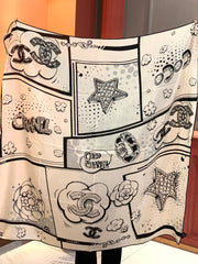 CHANEL 25S SCARF 140 IN SILK AND CASHMERE 931994