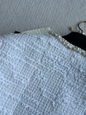Chanel 25P Cardigan White Tweed With Pearl 234889