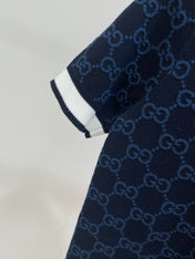 GUCCI SHORT-SLEEVE CREW NECK KNIT TOP WITH WHITE TRIM 256819