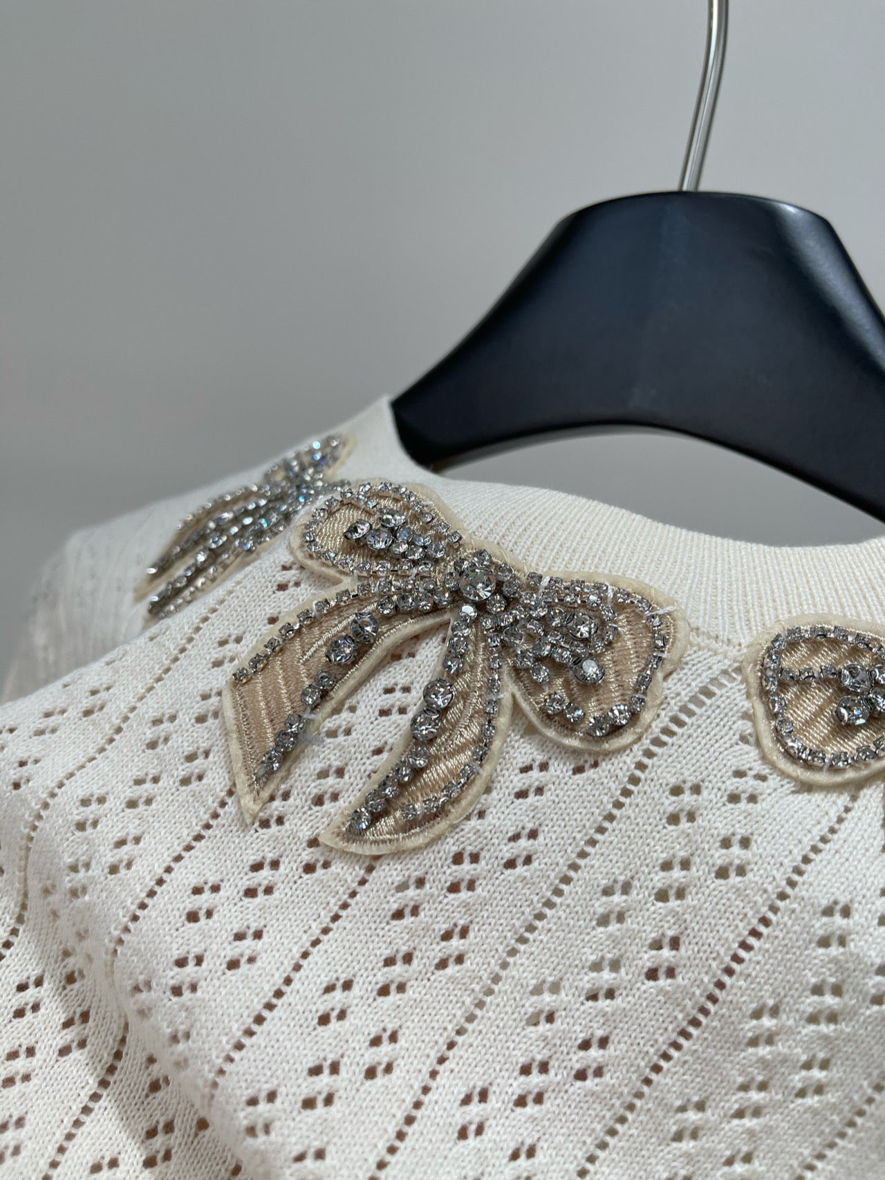 VALENTINO SHORT SLEEVE TOP WITH SEQUIN BOW 273160