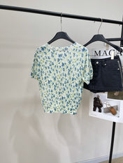 LOEWE SHORT-SLEEVE SWEATER WITH FLORAL KNIT 275922