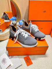 DEPART SLIP-ON SNEAKER IN MOUSE GRAY KNIT AND CALFSKIN