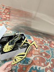 TRIOMPHE SANDAL 85 MM IN LIGHT YELLOW LAMBSKIN