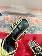 TRIOMPHE SANDAL 85 MM IN LIGHT YELLOW LAMBSKIN