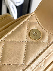 CHANEL 25S CAMERA BAG 23 IN BEIGE LAMBSKIN WITH GOLD HARDWARE
