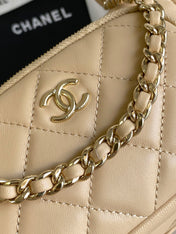 CHANEL 25S CAMERA BAG 23 IN BEIGE LAMBSKIN WITH GOLD HARDWARE