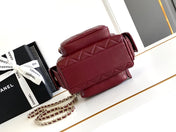 CHANEL 25S CAMERA BAG 23 IN DARK RED LAMBSKIN WITH GOLD HARDWARE