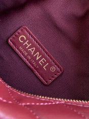 CHANEL 25S CAMERA BAG 23 IN DARK RED LAMBSKIN WITH GOLD HARDWARE