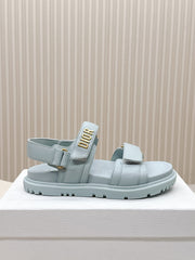 DIOR BACK-STRAP SANDALS 25S IN PASTEL BLUE CALFSKIN WITH GOLD HARDWARE