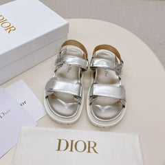 DIOR BACK-STRAP SANDALS 25S IN SILVER CALFSKIN WITH SILVER HARDWARE