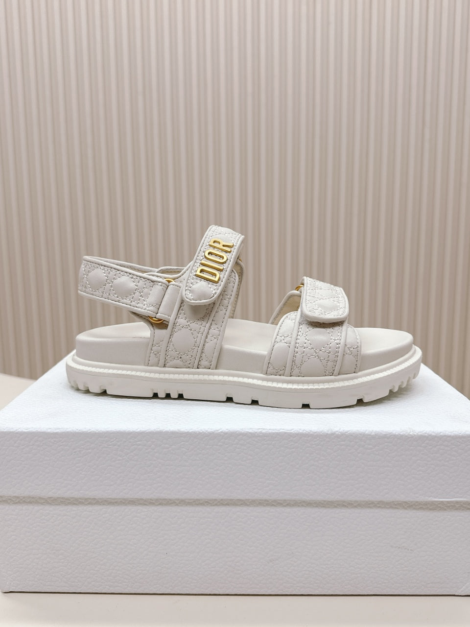 DIOR BACK-STRAP SANDALS 25S IN CREAM WHITE CALFSKIN