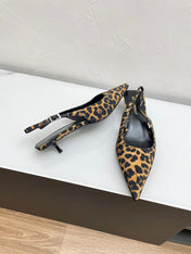 CHERISH SLINGBACK PUMPS 35 IN LEOPARD GROSGRAIN