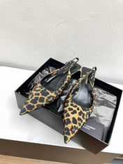 CHERISH SLINGBACK PUMPS 35 IN LEOPARD GROSGRAIN