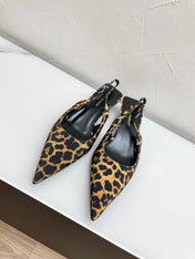 CHERISH SLINGBACK PUMPS 35 IN LEOPARD GROSGRAIN