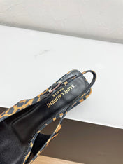 CHERISH SLINGBACK PUMPS 35 IN LEOPARD GROSGRAIN