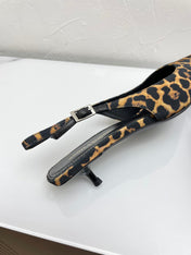 CHERISH SLINGBACK PUMPS 35 IN LEOPARD GROSGRAIN
