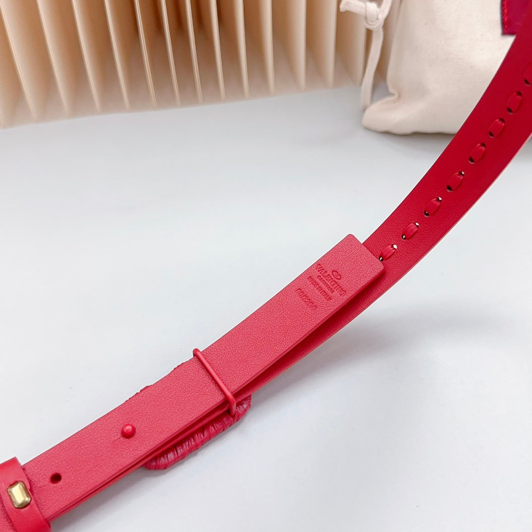 Vlogo Red Leather Buckle 20mm Red Belt