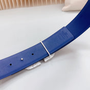 Vlogo Brown Black White Stone Silver Buckle Belt 40mm Chocolate Blue Leather