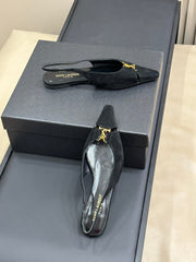 SL BABYLONE SLINGBACK FLAT BLACK SUEDE