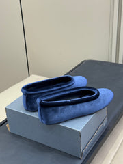 ALAIA 25S BALLET FLATS IN DARK BLUE VELVET